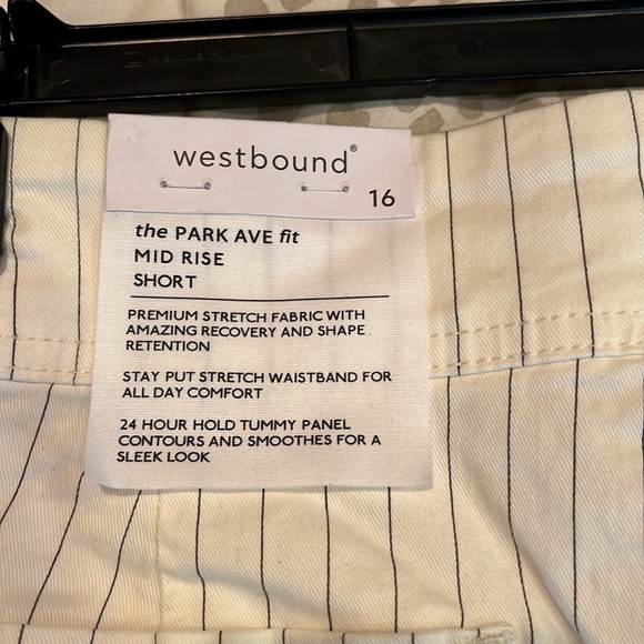 Westbound cream pinstripe mid rise shorts - Picture 3 of 5